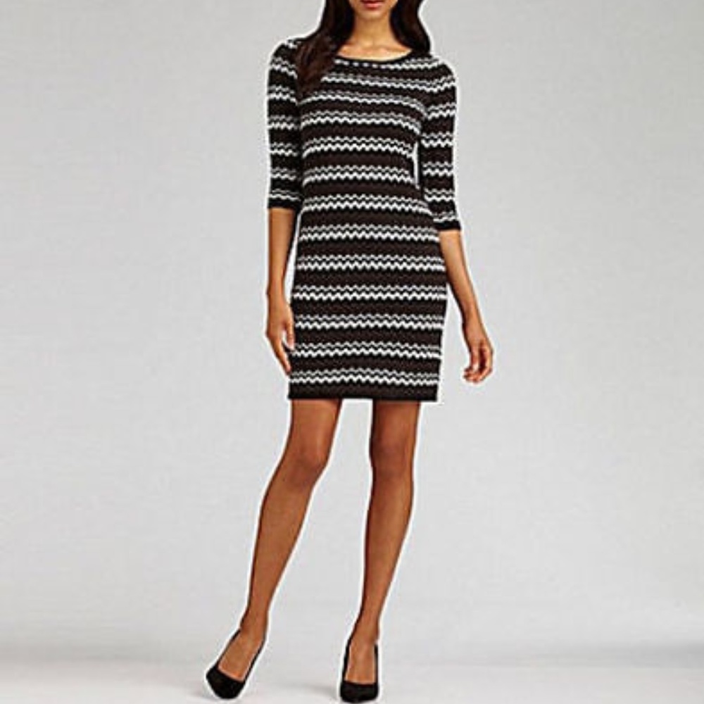 Calvin Klein Zig Zag Chevron Print Sweater Dress